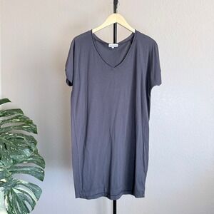Michael Stars Womens V-Neck Short Sleeve T-Shirt Dress Charcoal Gray Size S